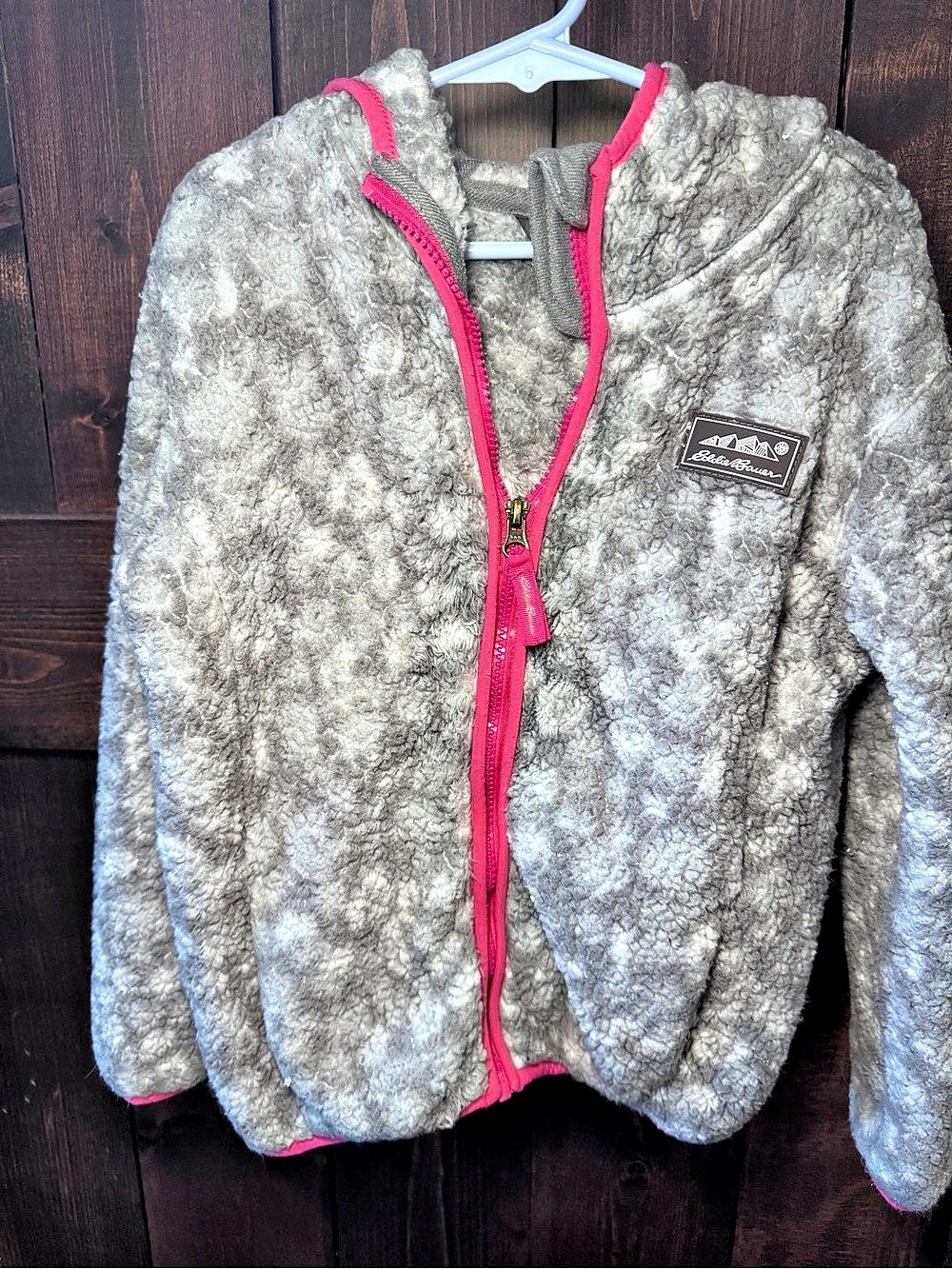 Eddie Bauer Teddy Fleece Jacket Gray & Pink XS